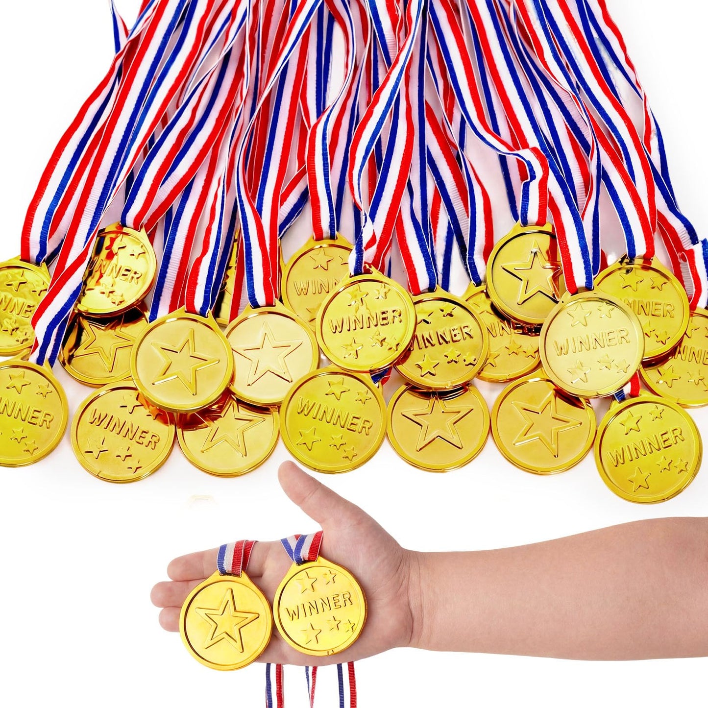 Shindel 24 PCS Gold Medals, Winner Award Medals Plastic with Neck Ribbon