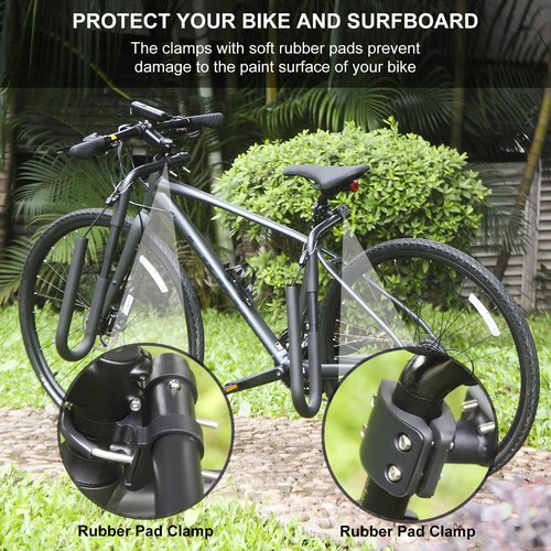 Enjoyard Bicycle Surfboard Racks Bike Surfboard Mount Longboard Bicycle Carrier Holder Compatible with Shortboards Longboards SUP Paddleboards Windsurfing Boards