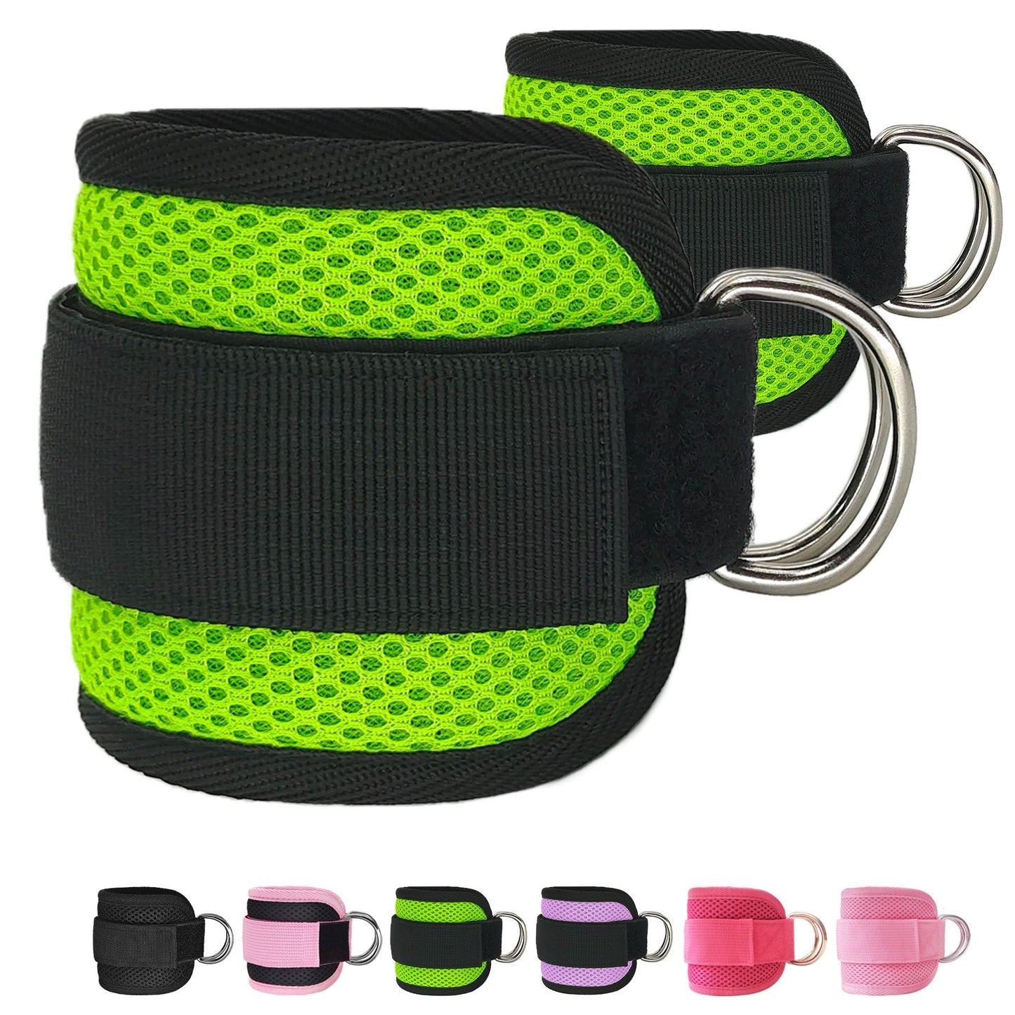 Langmeil 2Pack Comfortable Ankle Strap for Cable Machine, Fitness Work Out Cuff Attachment for Home & Gym, Booty Workouts Kickbacks, Leg Extensions, Hip Abductors Men Women(Green)