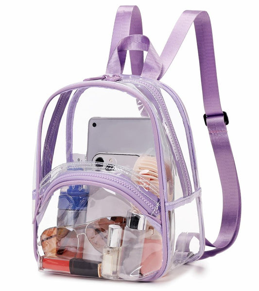 abshoo Clear Bag for Stadium Events Approved Clear Mini Backpack Transparent Bags for Women Concert Festivals Sport Event (Purple)