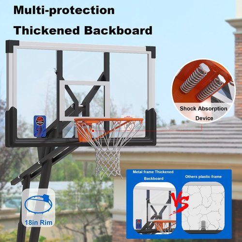 Cofiyard Portable Basketball Hoop with 44 Inch Shatterproof Backboard,10FT Height Basketball Hoop Outdoor with Extra Sandbag, Adjustable Basketball Goal System for Youth and Adults