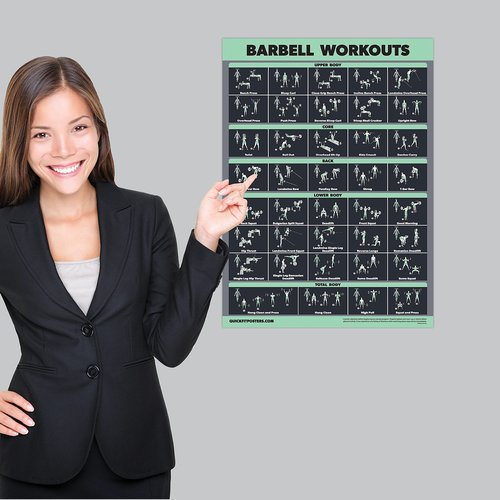 Palace Learning 2 Pack Dumbbell Workouts and Barbell Exercise Poster Set - Laminated 2 Chart Set - Dumbbell Exercise Routine & Barbell Workouts [DARK] (LAMINATED, 18” x 24”)