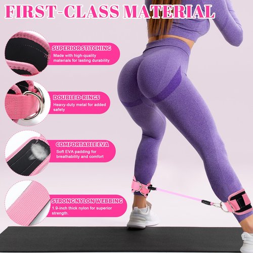 RoundFunny Pilates Ring Circle Set 15 Pcs Exercise Equipment Accessories for Women Workouts Pilates Ball Stretching Strap Gym Backpack Resistance Band Arm Stretcher for Training Body Shape