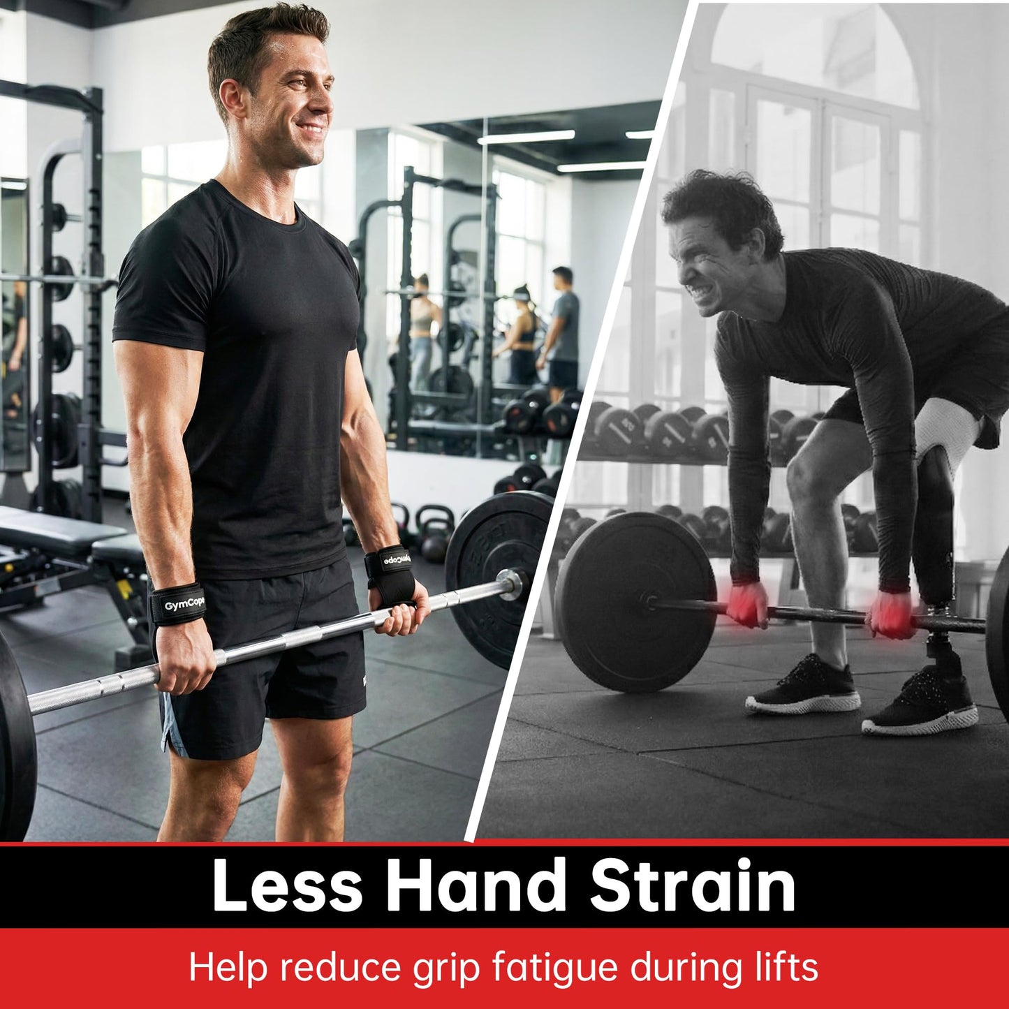 GymCope Lifting Wrist Straps for Weightlifting, Heavy Duty Wrist Straps for Deadlifts, Powerlifting, Bodybuilding and Strength Training, Secure Grip Support for Men Women, 1 Pair Black