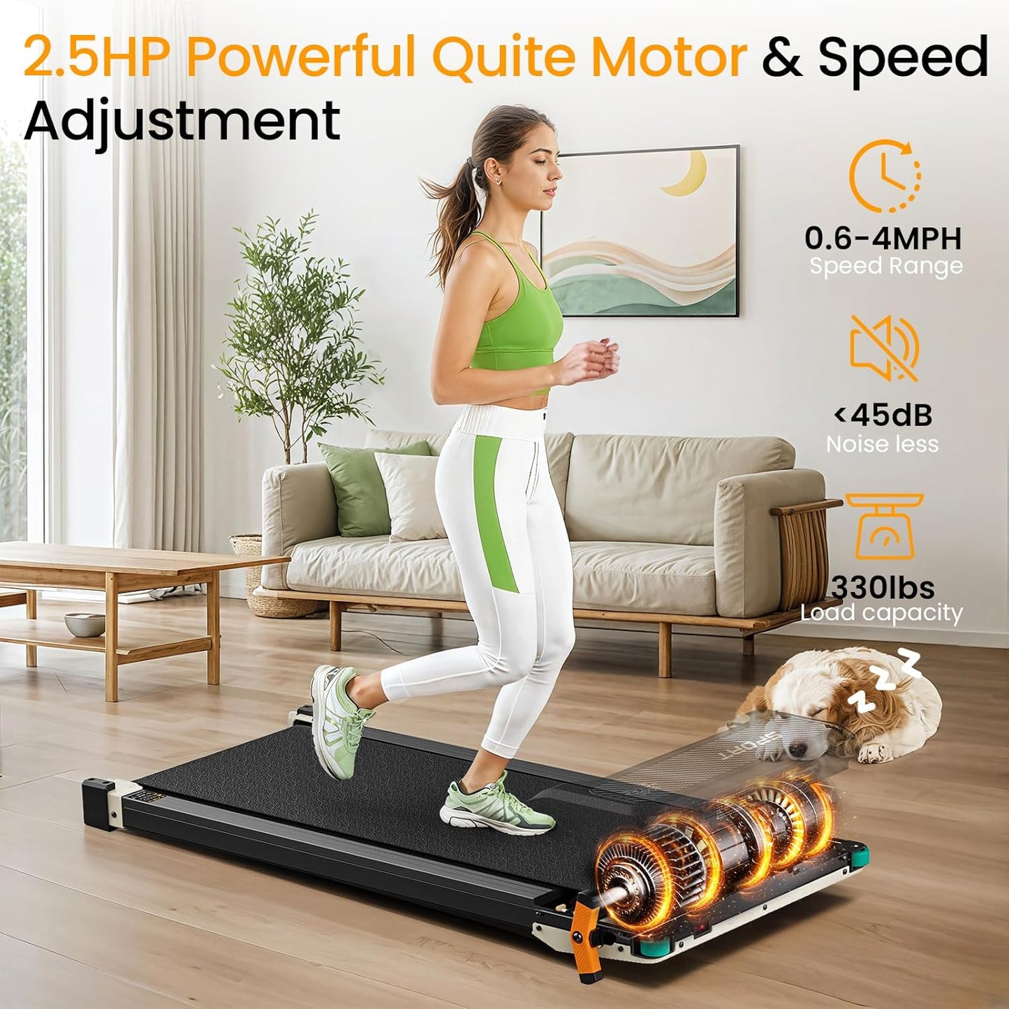 2 Side Walking Pad Treadmill with Incline Massage Function, 2 in 1 Under Desk Treadmills Walking Pad and Foot Massager for Home/Office, Portable Treadmill with Remote Control LED Display