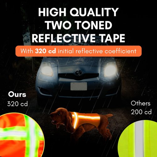 BUDDY GLOW Reflective Dog Vest – Fluorescent Orange | High-Visibility, Water-Resistant Safety Jacket with Adjustable Fit for Day & Night Walks, Hiking, Hunting, and Outdoor Use (Large)