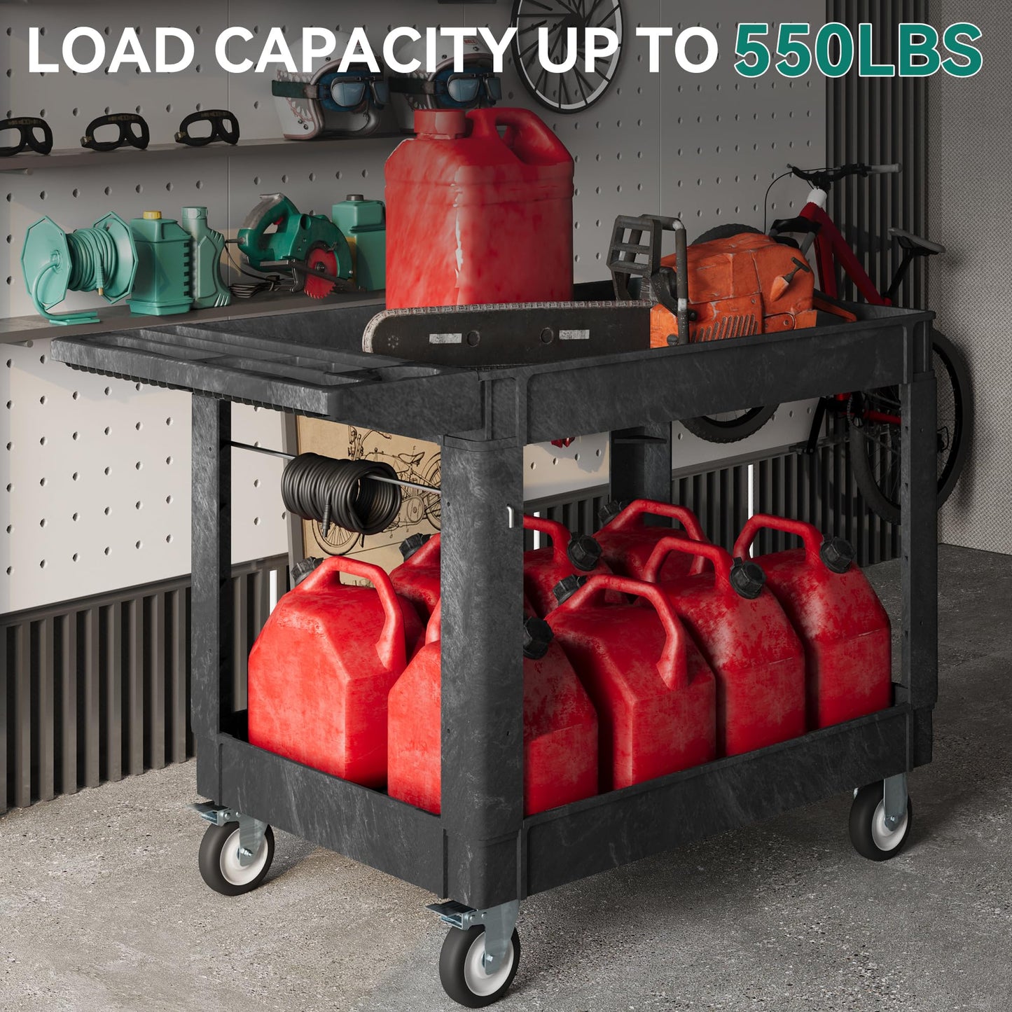 YITAHOME Utility Cart on Wheels 45 x 25 Inch w/Swivel Wheels(2 Brake)