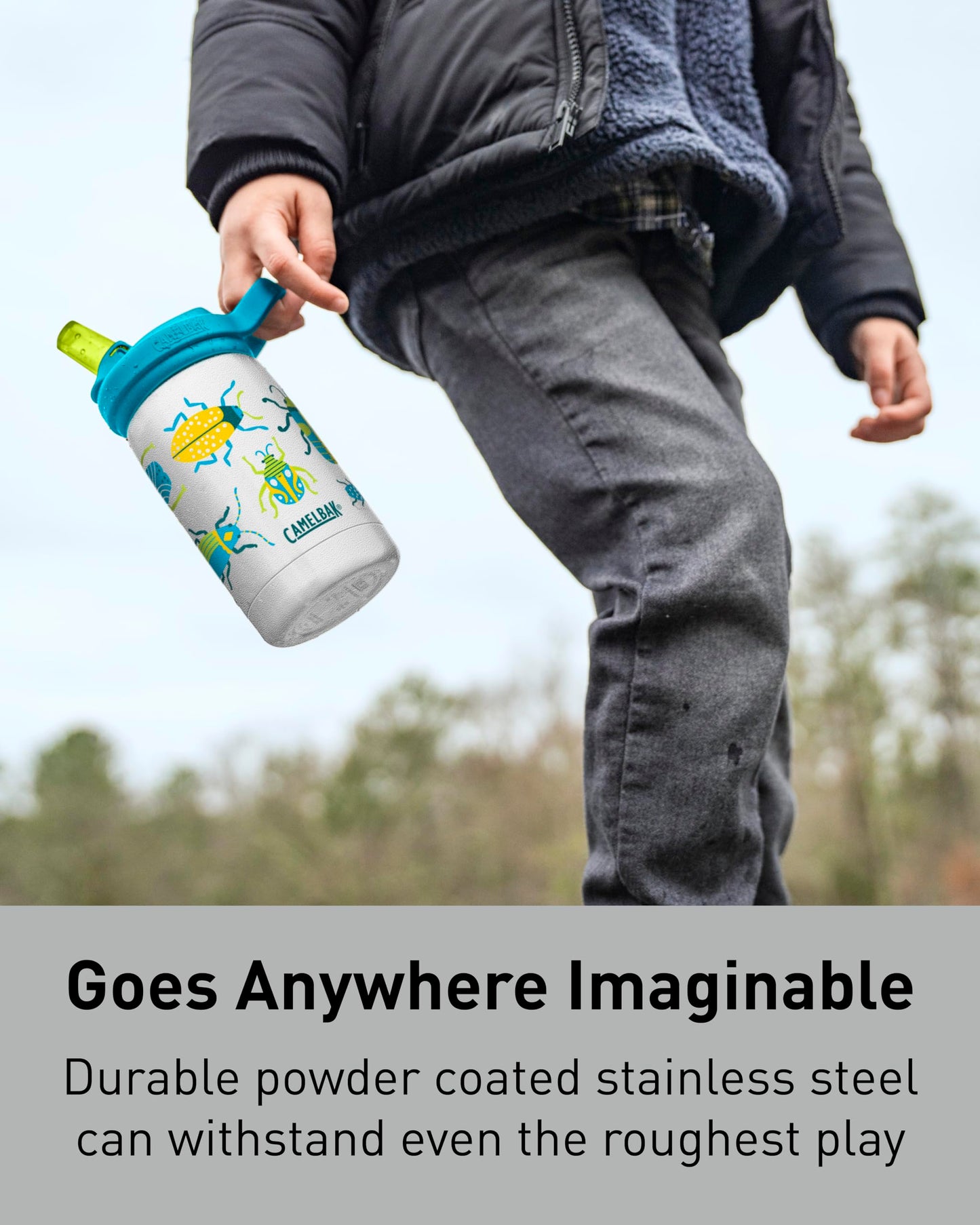 CamelBak Eddy+ Kids Insulated Stainless Steel Water Bottle with Bite Valve Straw, Leak‑Resistant Design for Everyday Hydration, 12oz, Flowerchild Sloth