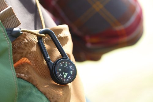 Coghlan's Carabiner Compass with Liquid-Filled Design, Luminous Directional Markers, Built-in Carabiner - Compact, Lightweight (1.2 x 2.7 x 0.4 in, 0.6 oz) for Hiking and Camping Navigation