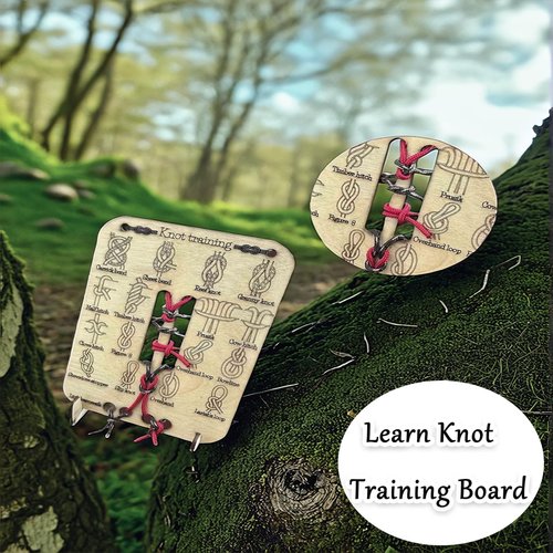 KYWYOYOU Learn Knot Training Board, Knot Tying kit, Learn to tie Knot Training Board, 16 Knotting Methods for Beginners, Knot Tying Book for Outdoor Survival, Camping