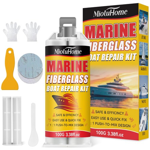 MiotuHome Marine Fiberglass Repair Kit for Boats, Gel Coat Repair Kit for Boats, Fiberglass Boat Repair Kit, Epoxy Filler for Boats, (White)