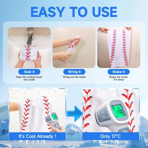 LYDTICK 20 Pack Baseball Cooling Towels, 40"x12" Breathable Golf Ice Towel Microfiber Workout Rags for Gym Baseball Team Gifts(White)