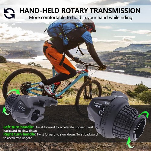 Airuzara 2 Pcs Bike Gear Shifters 3×7 Speed, Bicycle Revoshift Shift Lever RS25-3L RS25-7R Bicycle Twist Grip Thumb Gear Shifter for MTB Folding Mountain Bike