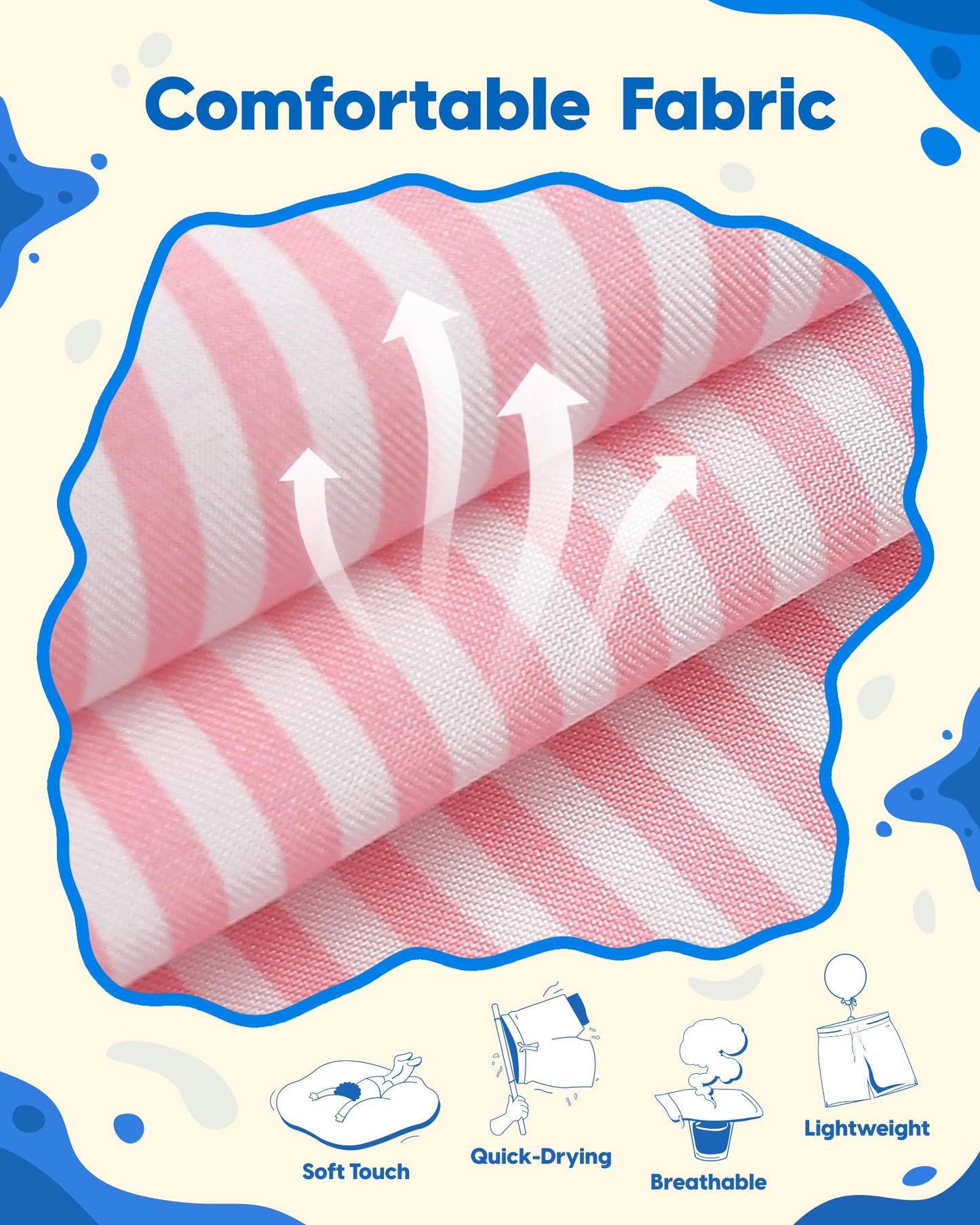maamgic Boys Swim Trunks Toddler Swim Shorts Little Boys Bathing Suit Swimsuit Toddler Boy Swimwear Pink and White Stripes 7 Years,Pink and White Stripes,7 T