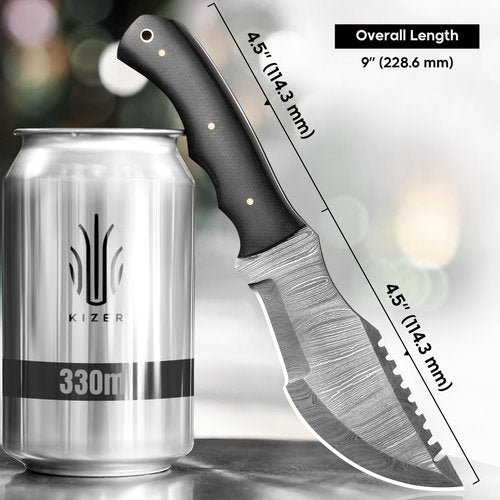 RISING CRAFTS 11.00 Inch Tracker Knife-Fixed Blade, Full Tang, Survival, Hunting, Tactical, Full Tang Knife for Camping, Bushcrafting-Gift For Men
