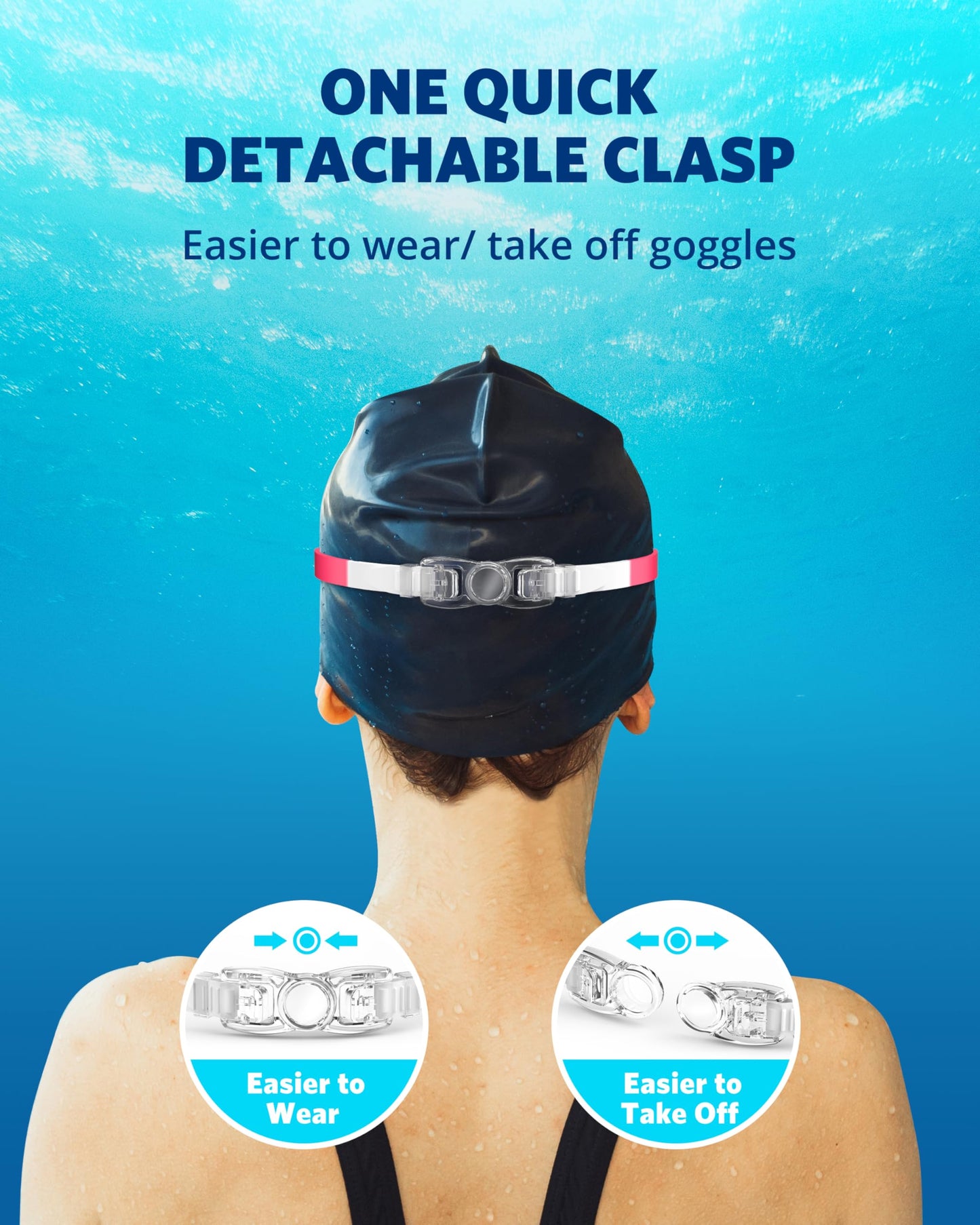 Aegend Swim Goggles, 2 Pack Swimming Goggles No Leaking Adult Men Women Youth, Raspberry-red White & Light-blue Silver