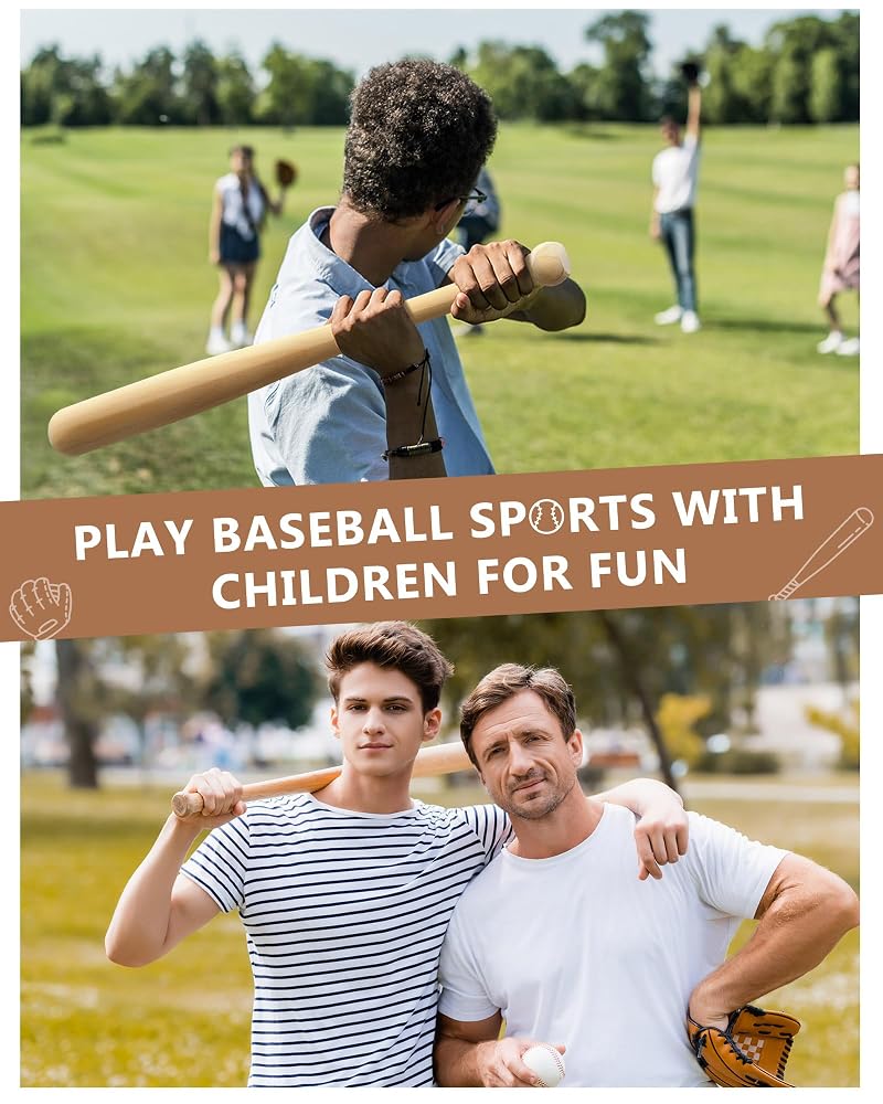 Marsui 9 Pcs Mini 18 Inch Unfinished Wooden Baseball Bats - DIY Craft Party Favors