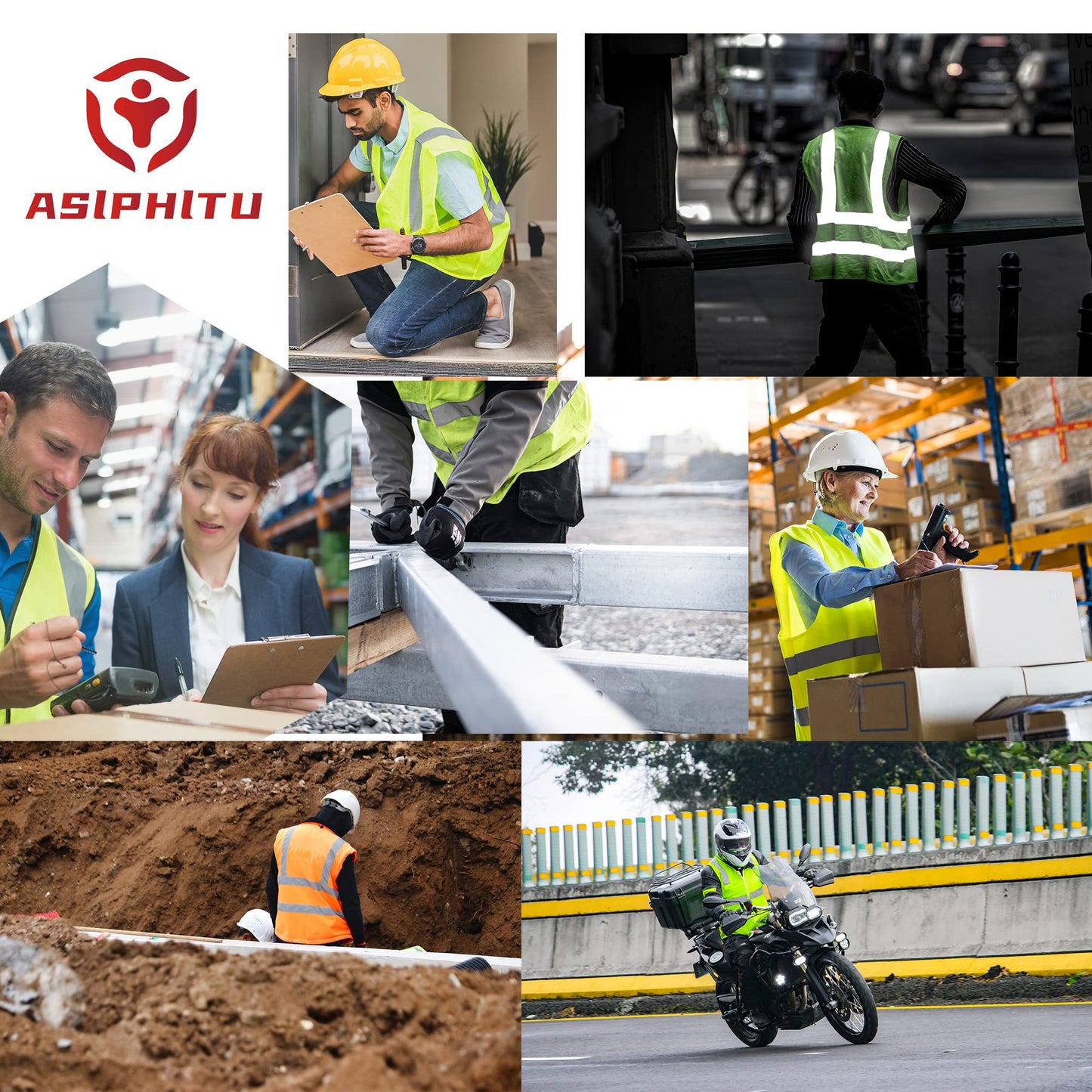ASIPHITU Reflective High Visibility Safety Vest for Men Women Security with Pockets Zipper Front for Work Vest with Reflective Strips Meets ANSI/ISEA Standards(H-YellowBlack-2XL)