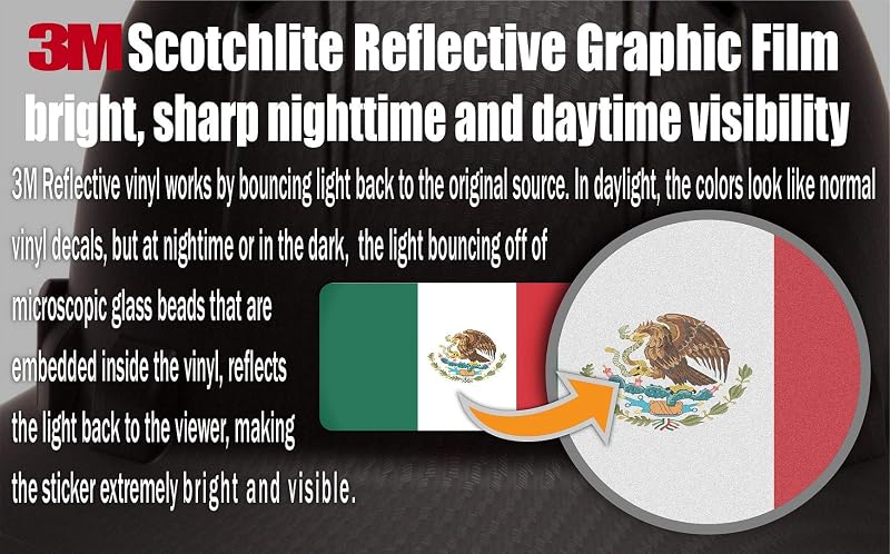(x10) 3M Reflective USA & Mexico Flag Stickers for Hard Hats, Laptops, Tools
