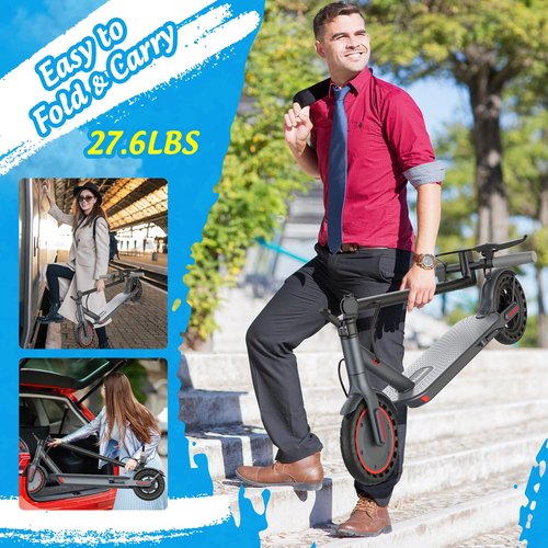 Alloweek Electric Scooter, 10"/8.5" Solid Tires, 500W Motor, 22Mph, 22/28/52 Miles Long Range, Folding E-Scooter with Dual Suspension and Braking System (R1)