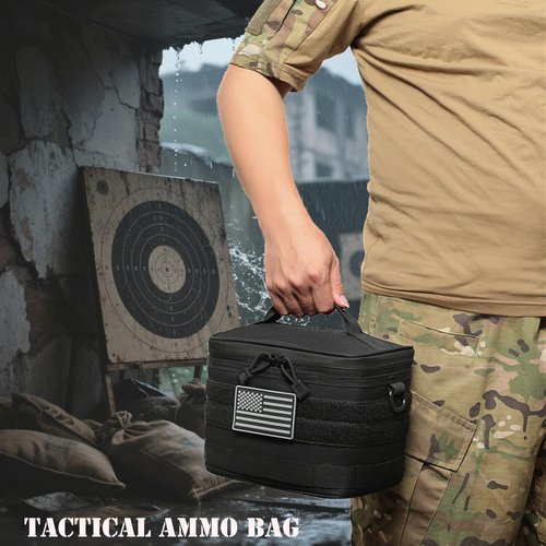 Small Tactical Camping Storage Bag with US Flag Patch - Ammo Bag with Detachable Inner Mag Slots Panel, Tactical Molle Admin Pouch,Utility Laser Cut EDC Tool Pouch Bags (Small Bag)