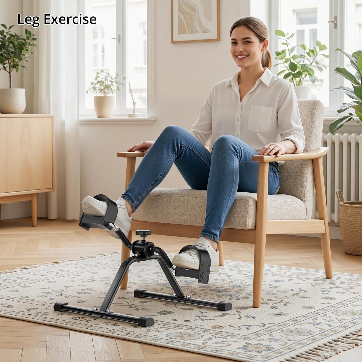 Pedal Exerciser Mini Exercise Bike Lightweight Portable Floor Peddler for Leg & Arm Workout