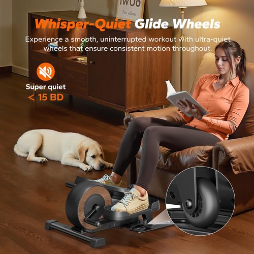 MERACH Sitting Under Desk Elliptical Machine, Leg Exerciser While Sitting for Seniors, Seated Pedal Exerciser, Quiet & Portable Pedal Exerciser with 8 Resistance Levels, Work from Home Fitness