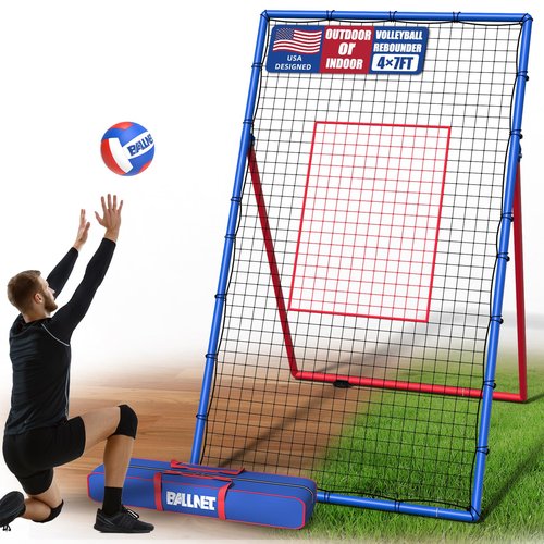 BALLNET Professional Volleyball Rebounder Net,Volleyball Net Size 7×4FT,with 5-Speed Adjustable Angle Volleyball Training Equipment,Anti-Slip Base Design,Improve Volleying,Bumping,Spiking Skills