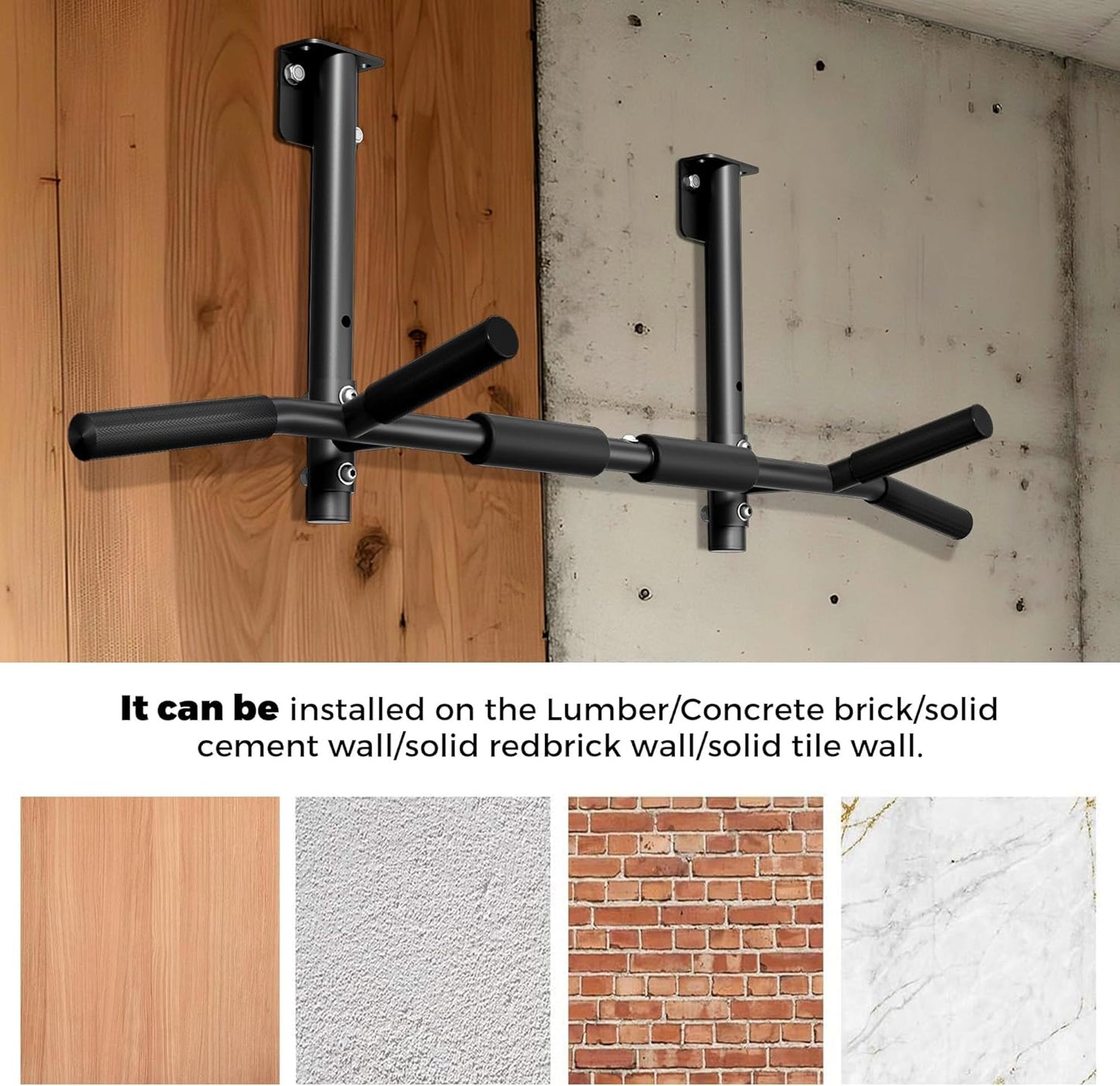 Joist Mounted Pull Up Bar,42" Wide Bar Ceiling Mount Chain Up Bar Adjustable Height,for Home Gym,Cross Training Strength Building,up to 350LBS