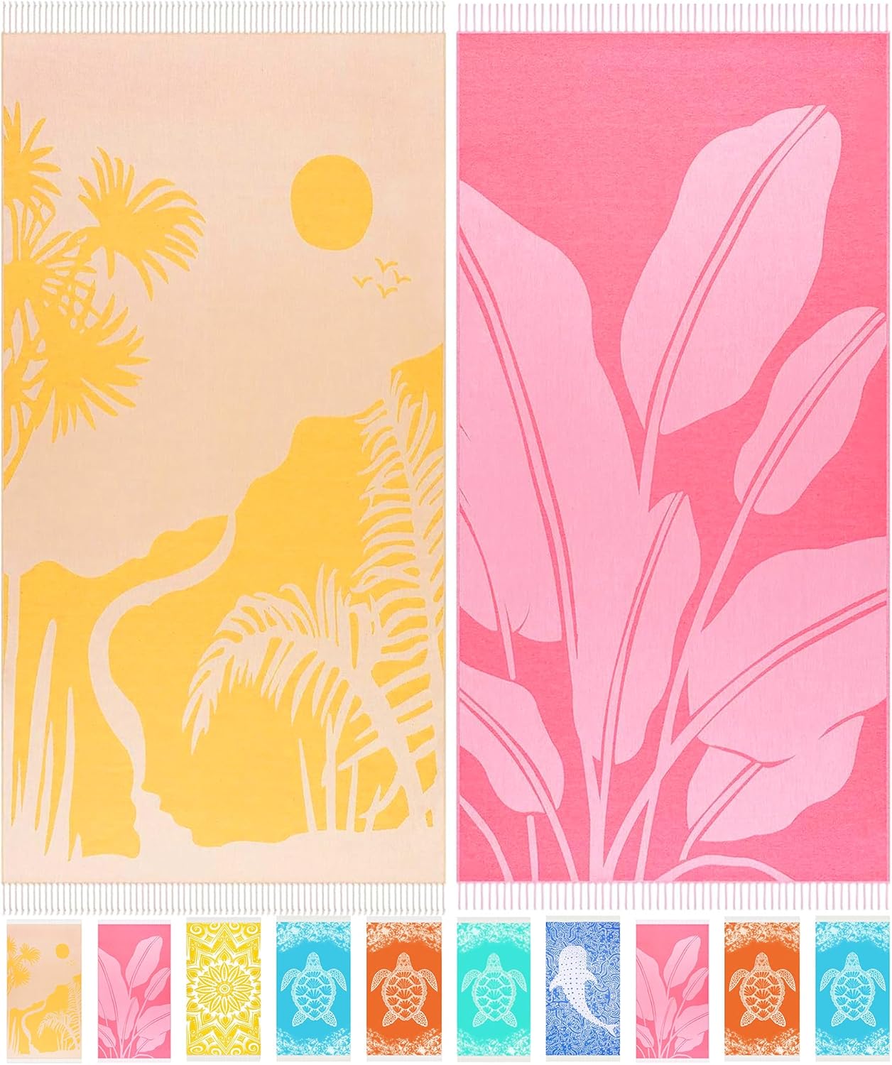 2 Packs Turkish Beach Towels Quick Dry Sand Free Oversized Bath Pool Swim Towel Extra Large XL Big Blanket Adult Travel Essentials Cruise Accessories Must Haves Clearance Vacation Stuff