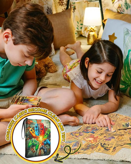 Lotadilo for Card Binder with 440 Pockets 4 Pocket - Trading Card Collection Album Folder for Men Kids Boys Teens for Sports Cards Game Cards with Zipper Hand Carrying, Games