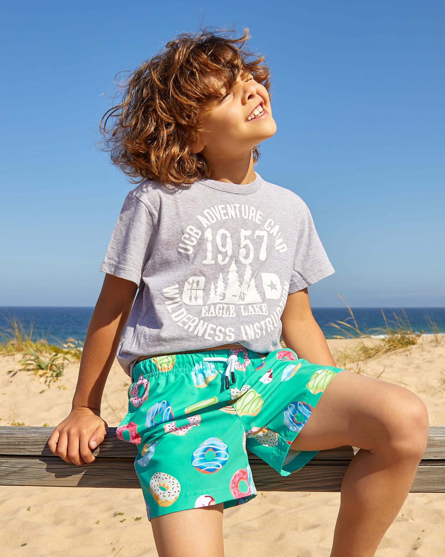 maamgic Boys Swim Trunks Toddler Swim Shorts Little Boys Bathing Suit Swimsuit Toddler Boy Swimwear,Doughnut-Green,5 T