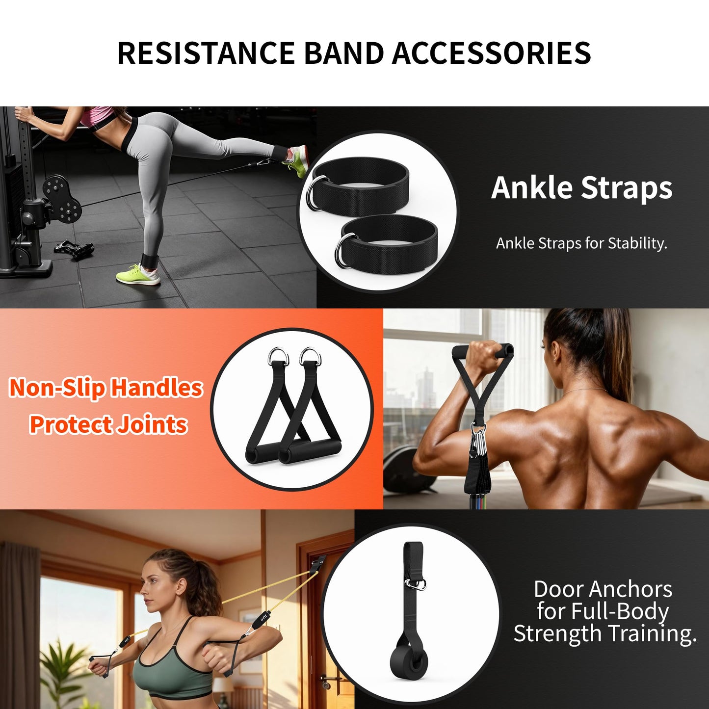 Resistance Bands, Exercise Bands Set for Working Out, Resistance Bands with Handles, Home Gym Workout Bands, Fitness Equipment for Men and Women Strength Training
