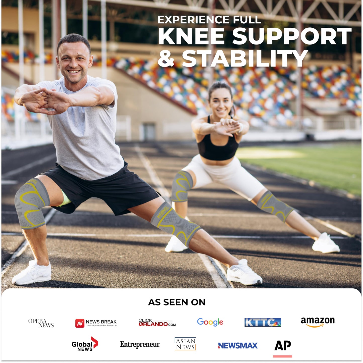 Modvel Compression Knee Brace for Women & Men, 2-Pack Knee Brace for Running Knee Pain, Knee Support Compression Sleeve, Workout Sports Knee Braces for Meniscus Tear, ACL & Arthritis Pain Relief