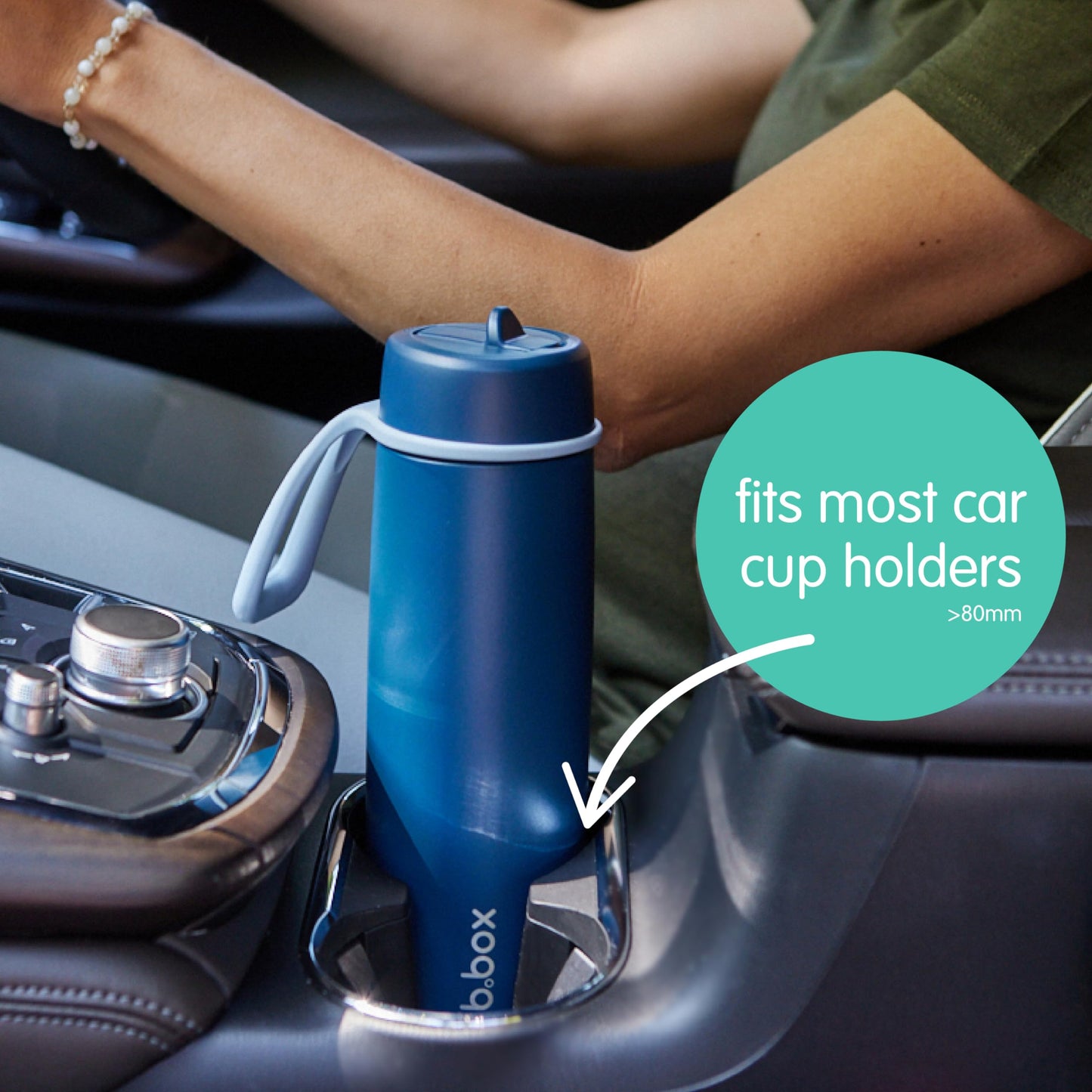 b.box 23oz Insulated Water Bottle w/Flip Top Lid for All Ages - 44 Hours Cold - Leak Proof Stainless Steel Water Bottle with Lid & Straw for Travel, Gym & School, BPA Free - Midnight