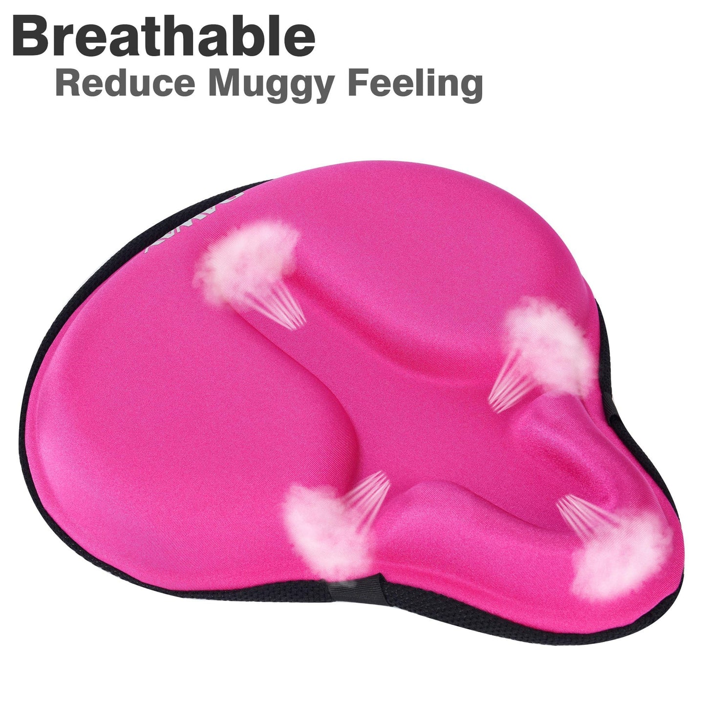 DAWAY C6 Large Comfy Cushioned Bicycle Seat Cover - Wide Gel & Memory Foam Padded Bike Saddle Cushion for Adults Youth Seniors, Fit for Peloton, Stationary Exercise, Cruiser, Mountain Road Bikes, Pink