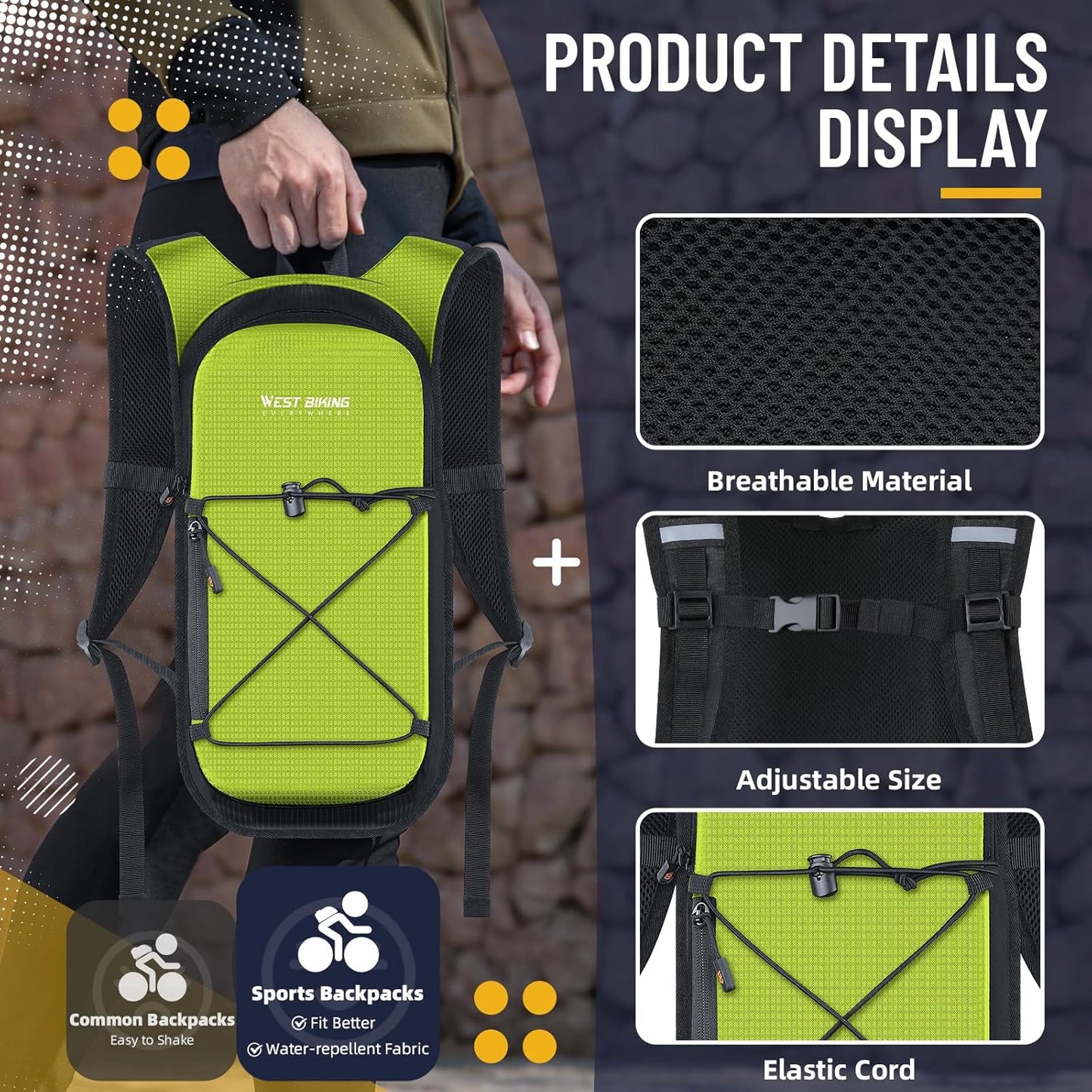 Hydration Backpack with TPU Hydration Bladder, Lightweight Hiking Water Backpack, Hydration Pack with 2L Water Bladder for Running, Cycling Climbing Camping Outdoor Sports