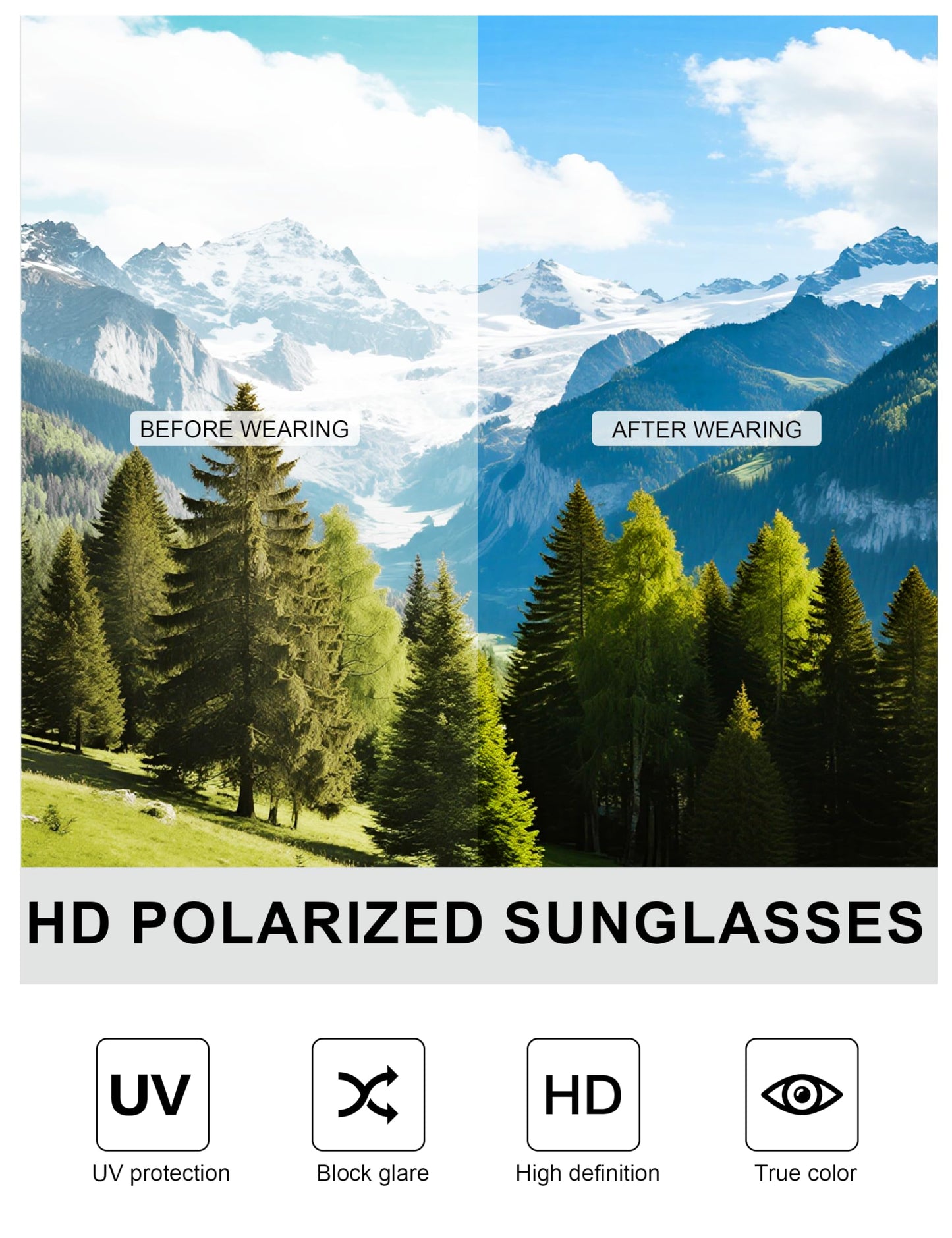 Foliful Square Polarized Sunglasses for Men and Women, Mens Sunglasses UV Protection with Lightweight Frame Sun Glasses
