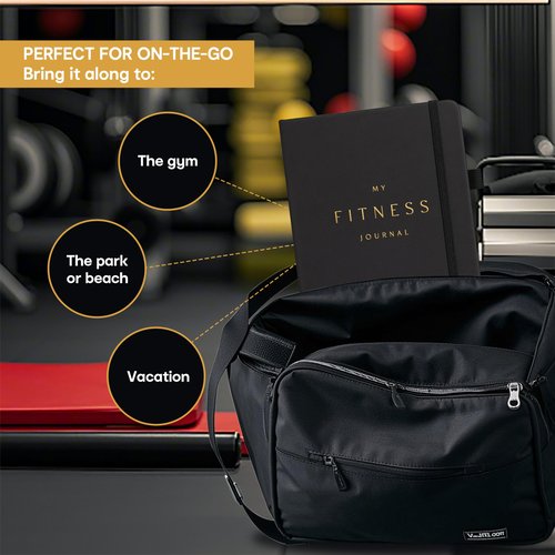 And Per Se Fitness Journal for Women & Men, Workout Log Book Planner with Daily Diet & Gym Exercise, Trainning Trackers- Undated, A5 Size, Hardcover(Black)