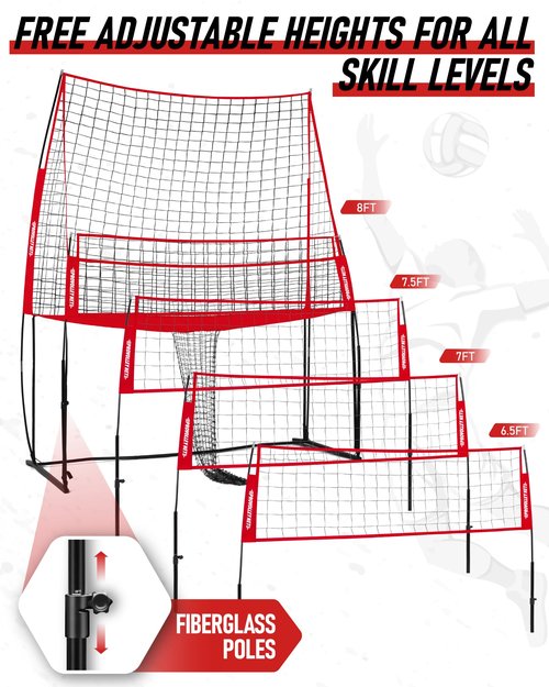 Volleyball Training Equipment Net for Backyard Park, Volleyball Training Net with Adjustable Height Indoor Outdoor, Trainer Kit, Ideal for Portable Spike Trainer and Practice for Teenager Adult