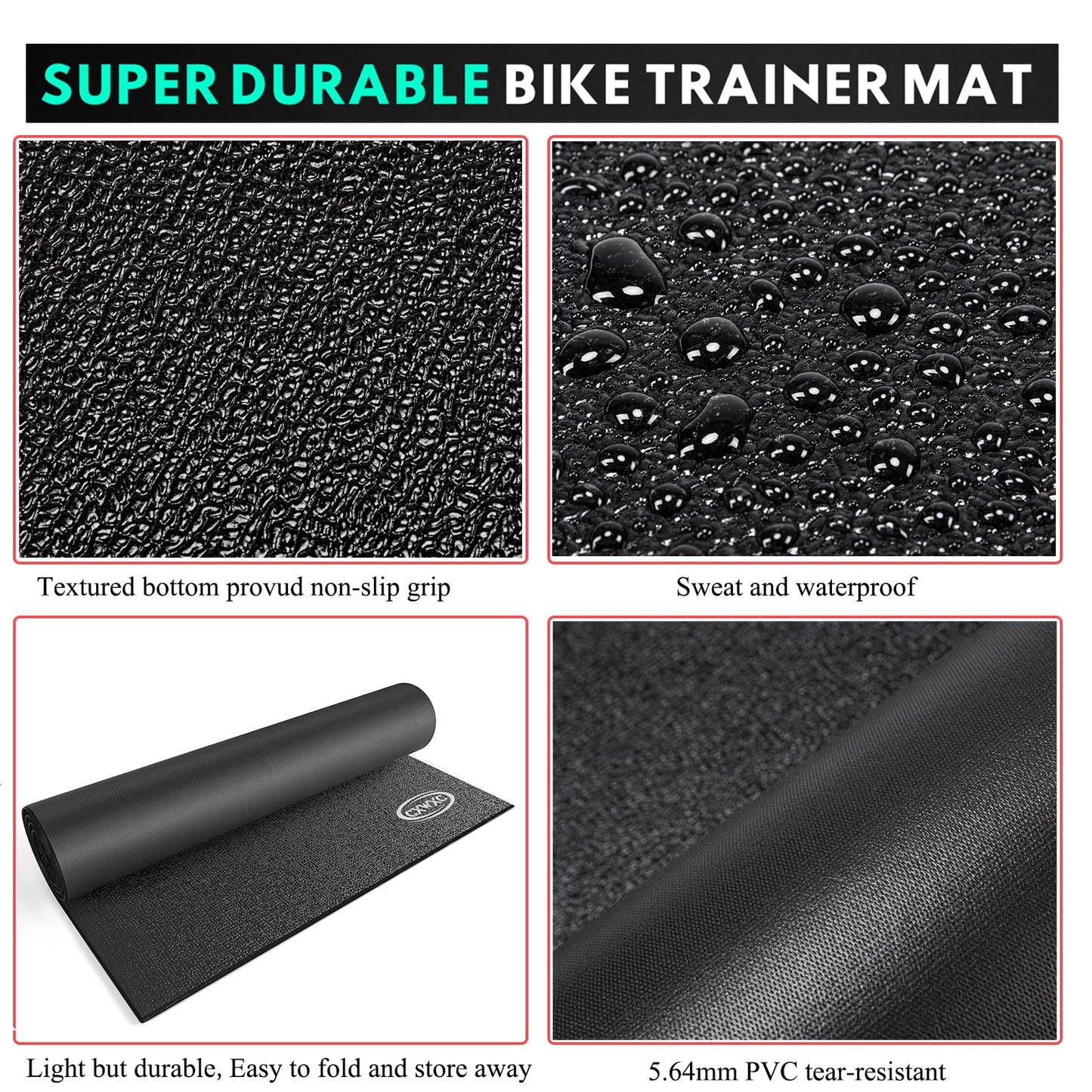 CXWXC Bike Trainer Floor Mat for Indoor Riding - Health & Fitness PVC Foam Exercise Bike Mat - Peloton Exercise Stationary Spin Bike Mat