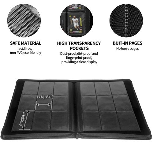 Qurhafoo Toploader Binder, top loader binder for cards, Holds 324 Toploaders, 9-pocket, card folders for trading cards or Sports Cards in 3 x 4'' Toploaders