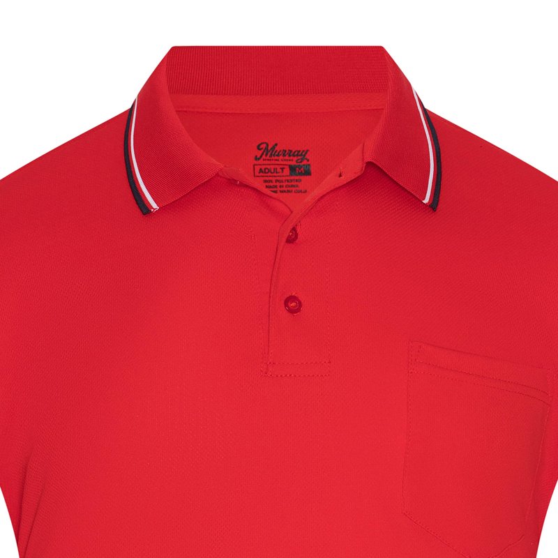 Murray Sporting Goods Short Sleeve Polo Baseball and Softball Umpire Shirt - Sized for Chest Protector (Red, Large)