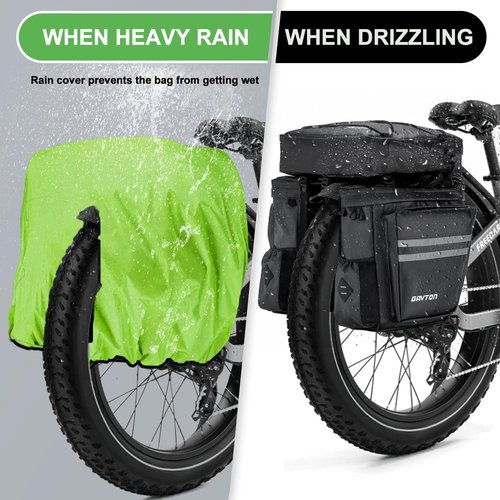 GAVTON 3-in-1 Waterproof Bike Pannier Bag Set 40L Detachable Bicycle Saddle Bag Backpack with Adjustable Shoulder Strap Heavy-Duty Polyester for Commuting Touring Cycling Accessories