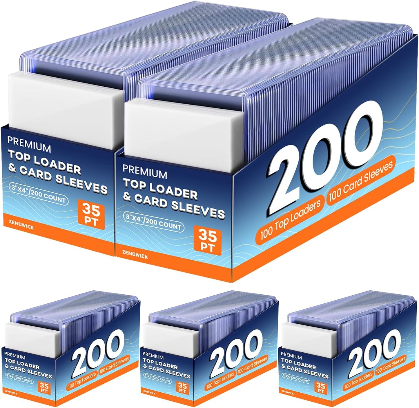200 Card Sleeves Top Loaders for Cards, 3" x 4" Hard Plastic Toploaders, Baseball Card Protectors, Trading Card Holder for Football Sports Cards (100 Toploaders + 100 Penny Sleeves)