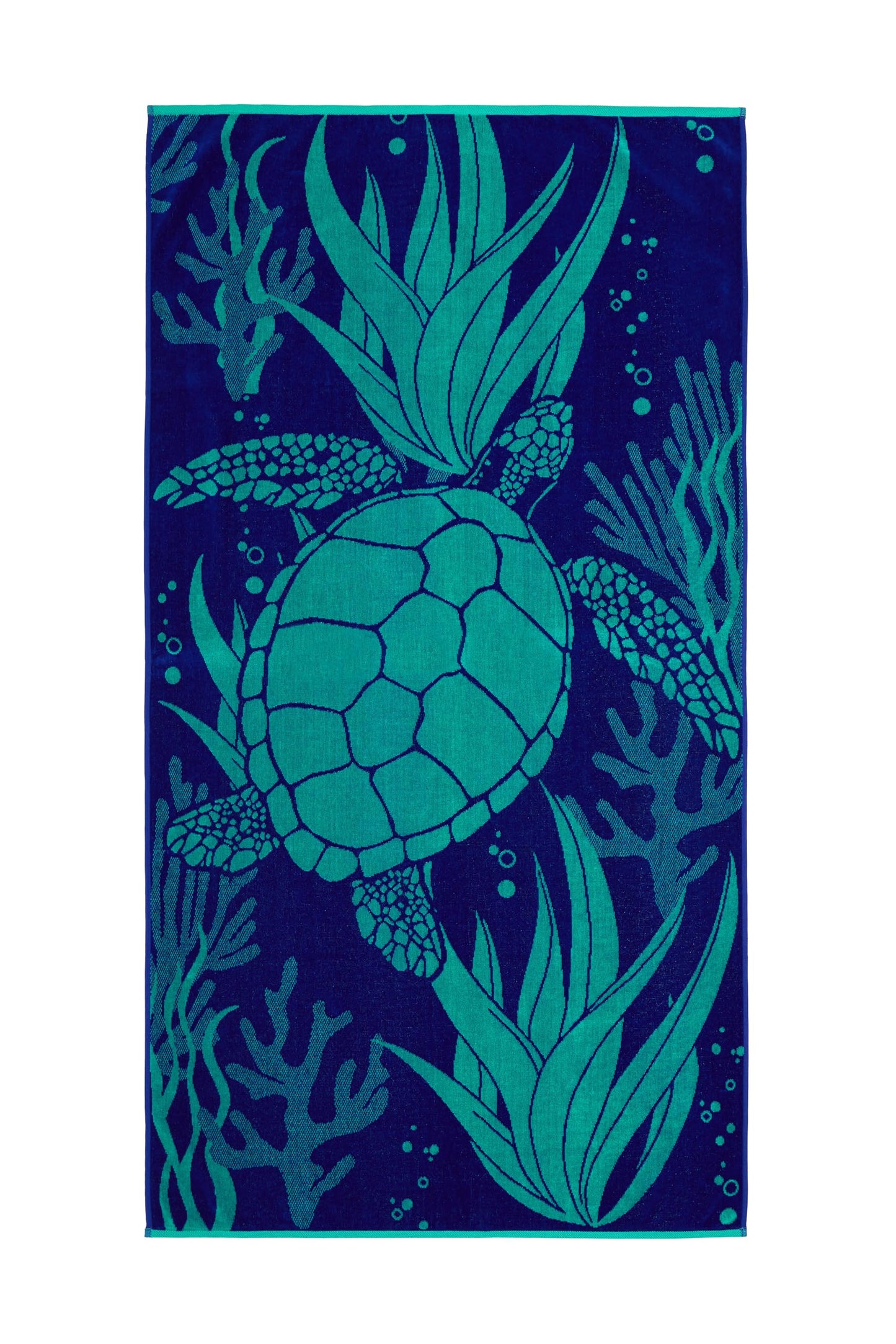 Ozdilek 34x64 Beach Towel - 100% Turkish Cotton, Luxury Soft Velour, Quick Dry, Absorbent, Fade-Resistant, Oversized Pool & Spa Towel, Sea Turtle Design, Eco-Friendly (Sea Turtle Haven)