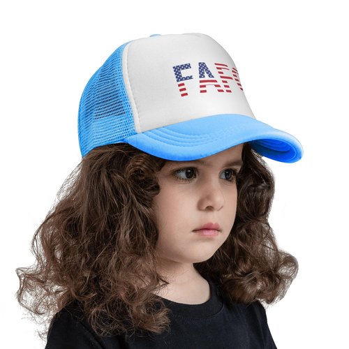 Vetrova FAFO Trucker Hats Fuck Around and Find Out Hat Adjustable Mesh Back Baseball Cap for Kids - Sky Blue