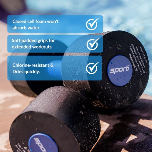 Sporti Aquatic Fitness Medium Dumbbells Water Weights - Black