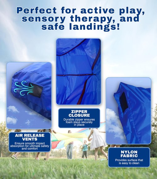 Skil-Care 5' x 5' Crash Pad, Crash Pads for Kids Sensory Room Equipment, Sensory Crash Mat, Soft Foam Landing Zone for Sensory Input, Bean Bag Alternative for Reading and Relaxation