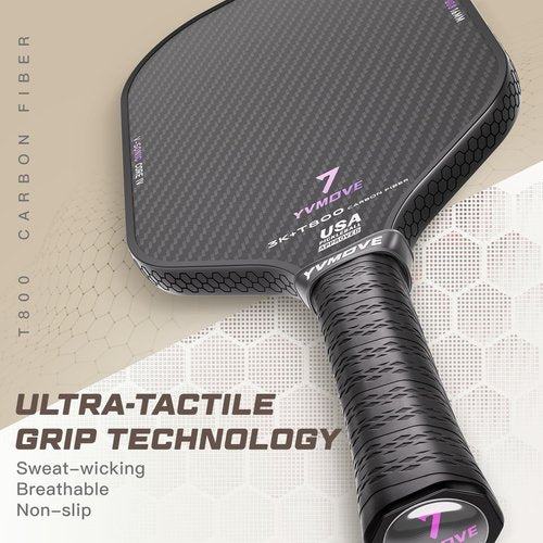 YVmove T800+3K Carbon Fiber Pickleball Paddles with 16mm V-Sonic IV Dynamic Core, Premium Pickle Ball Racket with Enhanced Control & Ultimate Spin, USAPA Approved
